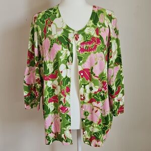 Talbots 2XP NWT Artsy Floral  Cardigan Forest Fairy Cottage Layering Colorful